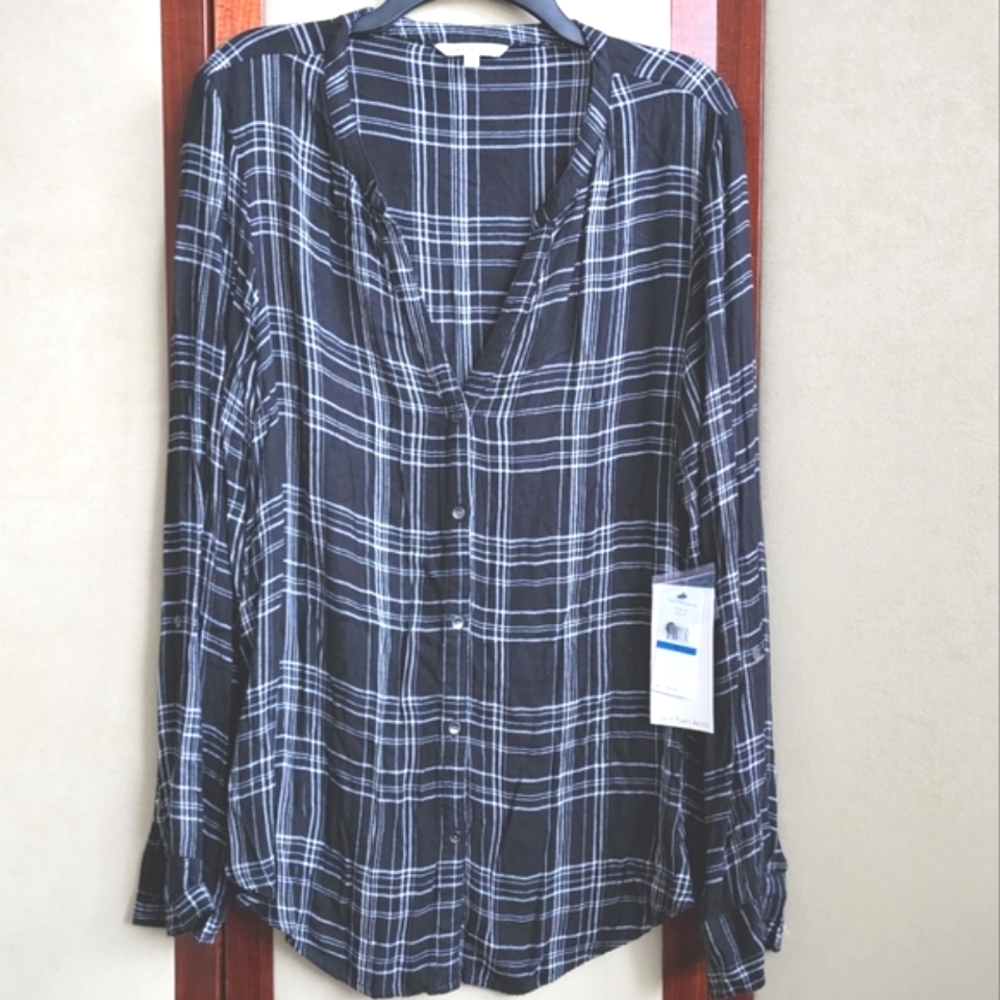 Calvin Klein Plaid Top XL